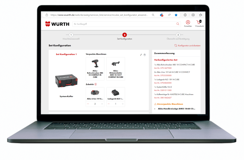 Maschinenset Konfigurator Würth