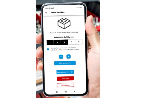 ORSY Cockpit App mit der Seite um eine individuelle Befüllgrenze einzustellen