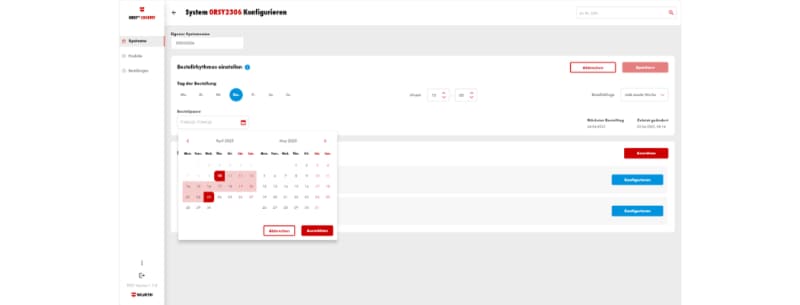 ORSY Cockpit App: Bestellrhythmus einstellen