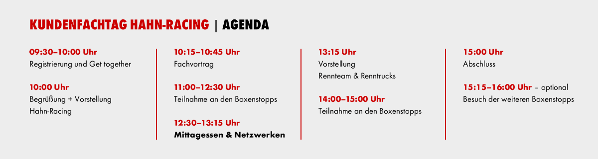 Agenda Hahn-Racing