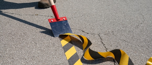 Bodenmarkierung auf der Baustelle