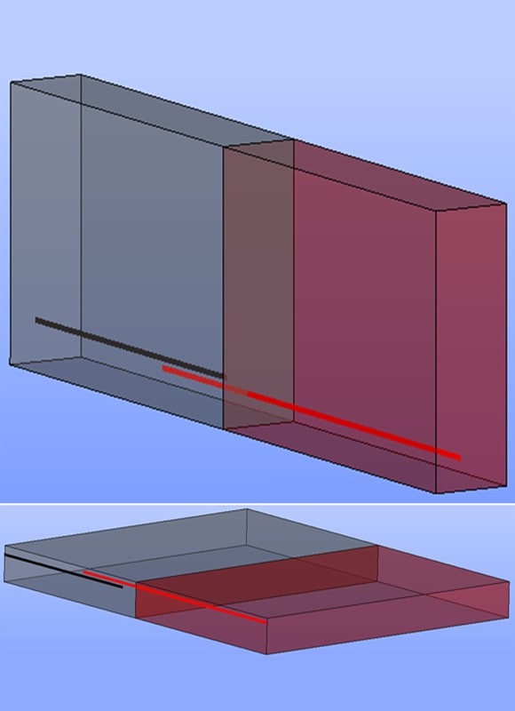 Abbildung 13: Beispiel 1, Anwendungsfall A: nachträgliche Bewehrungsanschlüsse in  Stahlbetondecke und Stahlbetonbalken