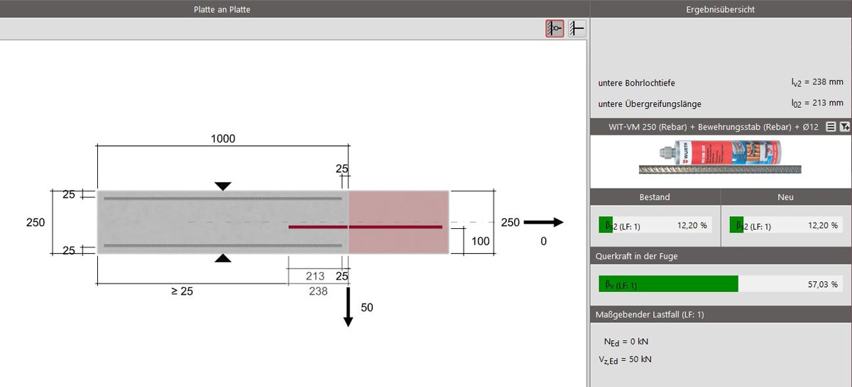 Softwarefeature: Nachweis der Querkraft in der Fuge & Platte/Balken