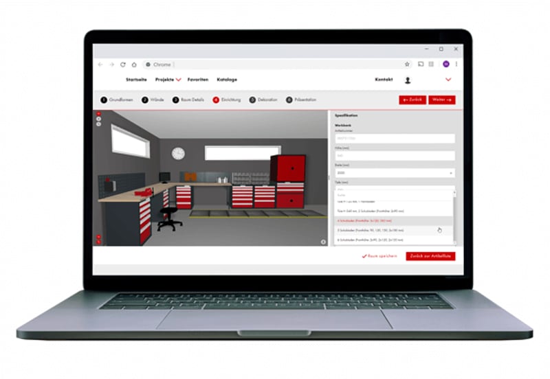 Würth Einrichtungsplaner Notebook mit Raumplaner