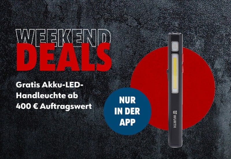 Gratis Akku-LED-Handleuchte ab 400 € Auftragswert